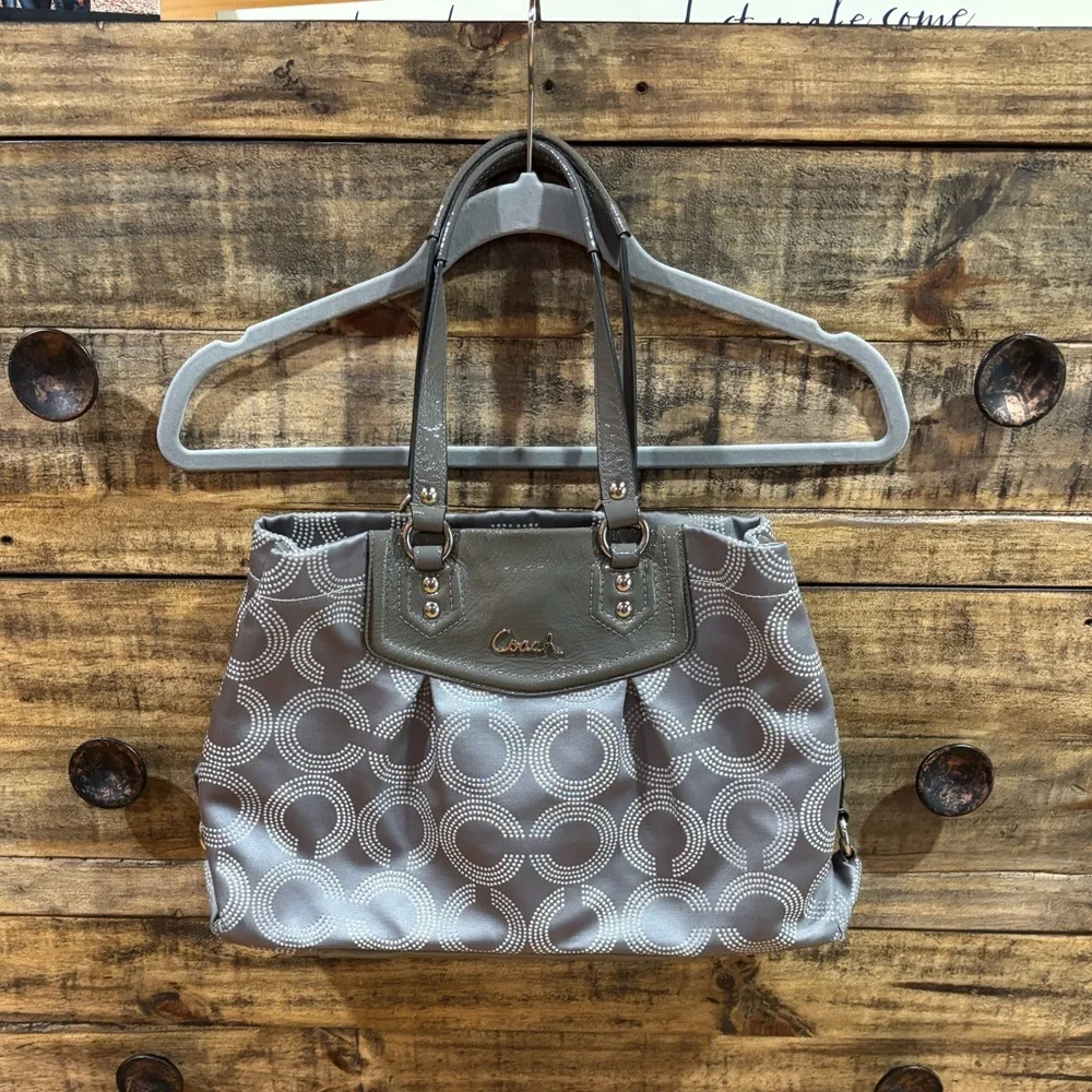 Coach Gray Ashley Dotted Op Carryall Bag‎